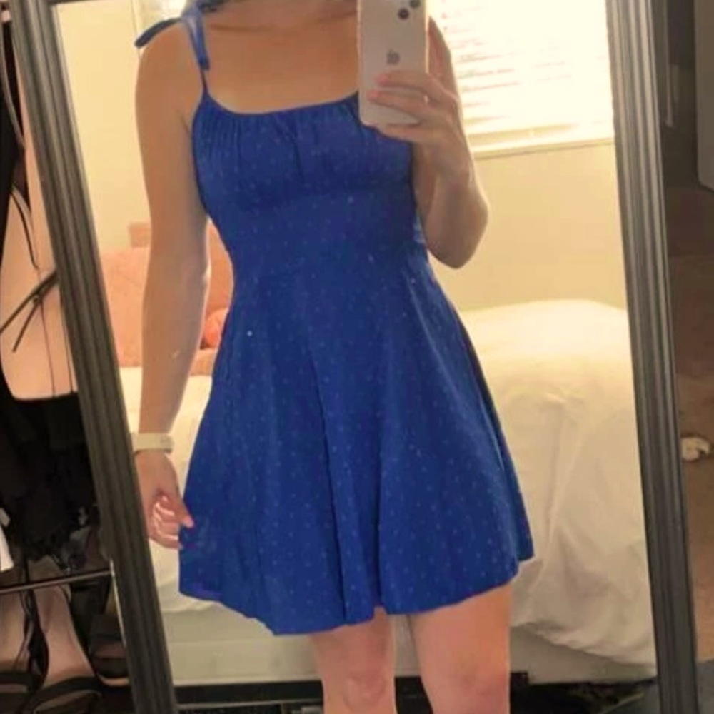 NWOT - Royal Blue Shoulder Tie Dress - Size Large